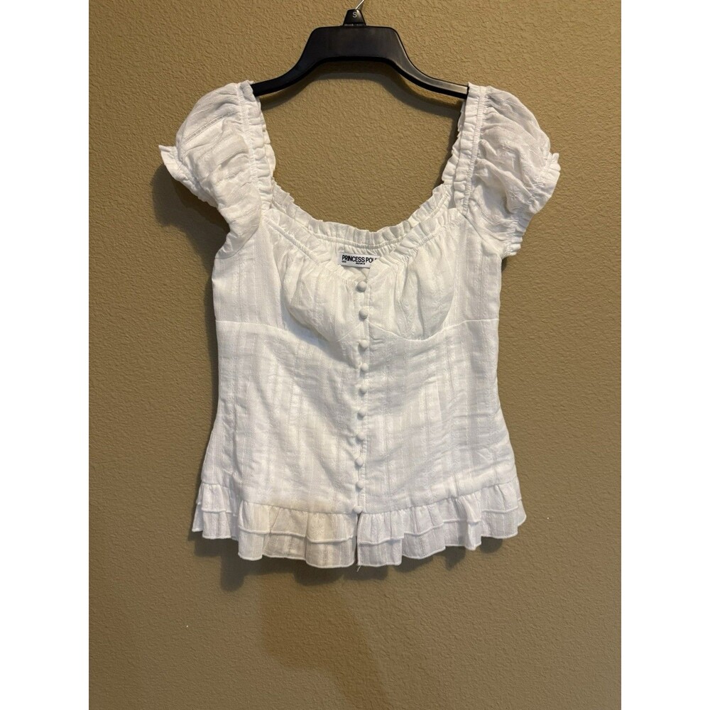 Princess Polly Suiter Frill Detail Top White Size 4